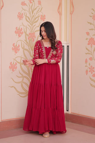 Designer Faux Blooming With Sequins & Zari Embroidered Work Gown
