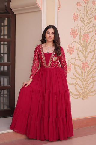 Designer Faux Blooming With Sequins & Zari Embroidered Work Gown