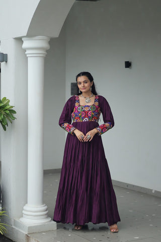 Premium Rayon With Kutchi Gamthi Work with 9 Meter Huge Flair For Navratri Gown