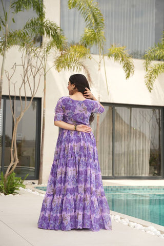 Fully Flair Gown Made With Faux Georgette Fabrics With Print Gown