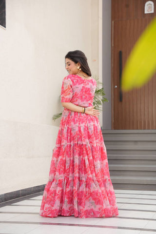 Fully Flair Gown Made With Faux Georgette Fabrics With Print Gown