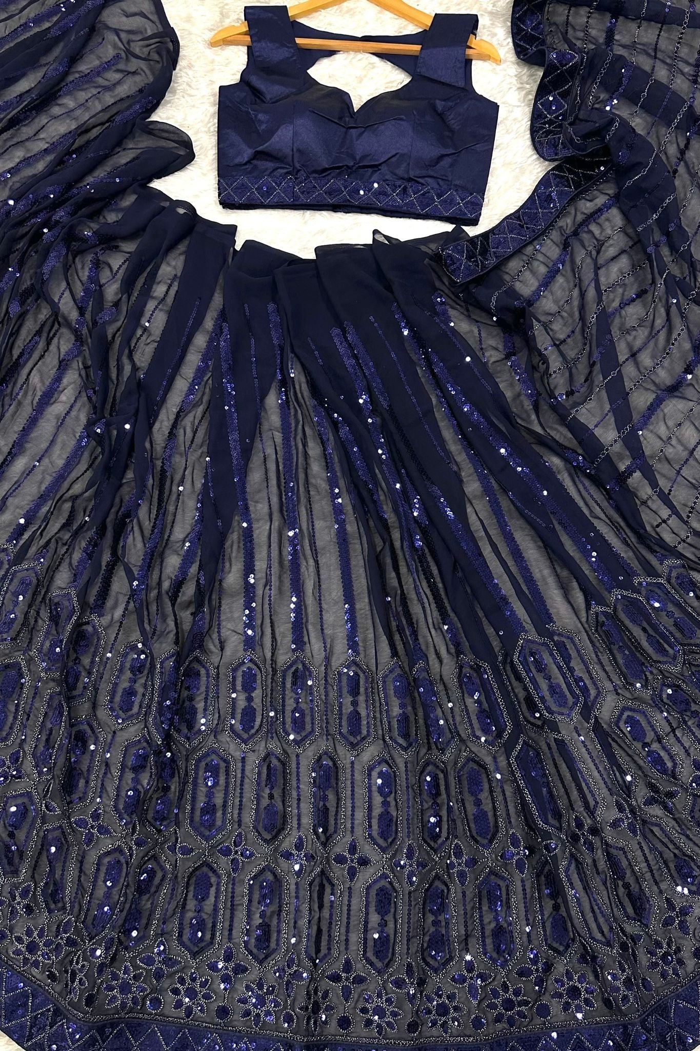 Blue Color Bollywood Georgette Saree