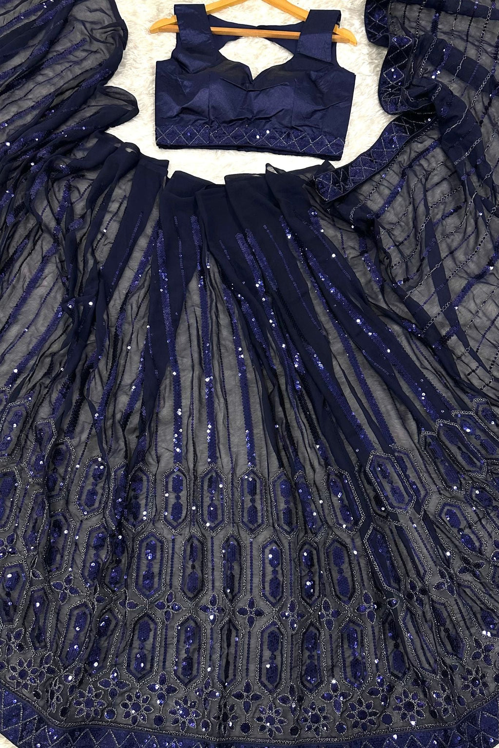 Blue Color Bollywood Georgette Saree