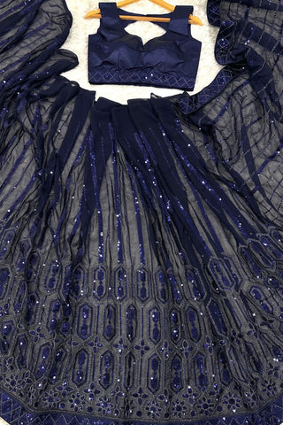 Blue Color Bollywood Georgette Saree