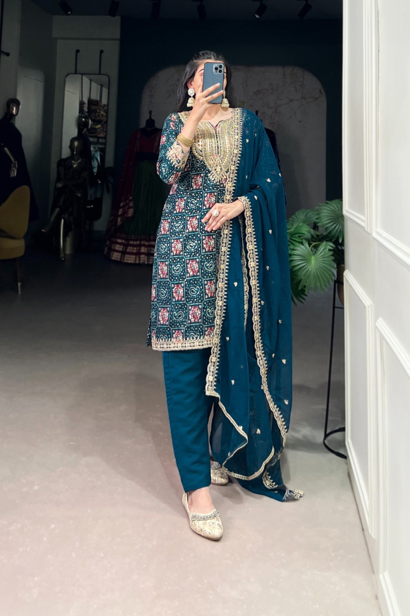 Stylish Pure Rayon Women Embroidered Suit Set With Dupatta