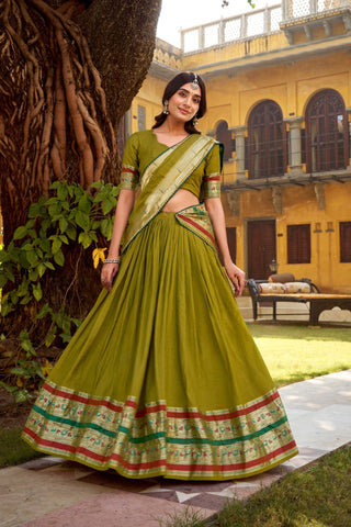 Ethereal Elegance Pure Chanderi Zari Woven Luxury Lehenga Set