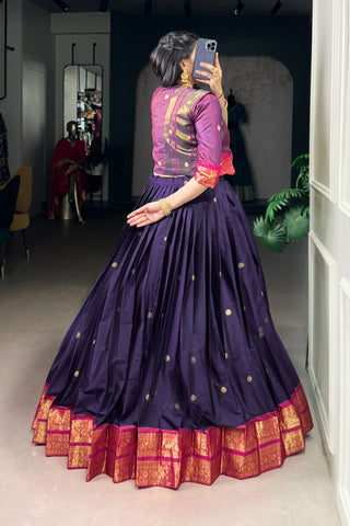 Premium Poly Cotton Zari Woven Lehenga Set – Perfect for Weddings & Celebrations