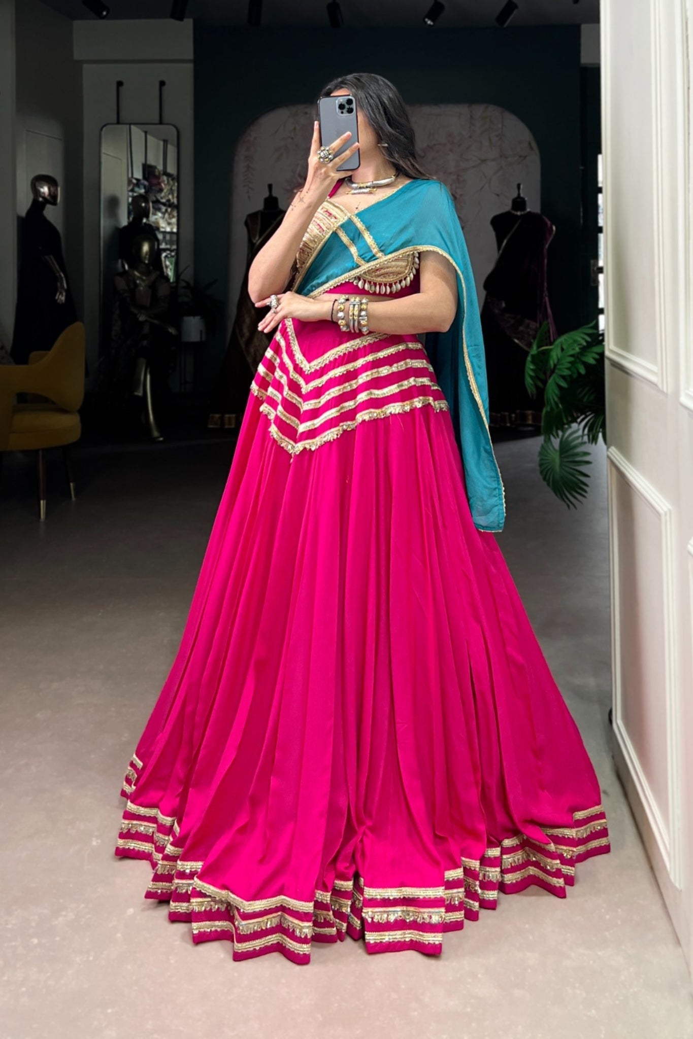 Pink Designer Beautiful Navratri Lehenga Choli Set