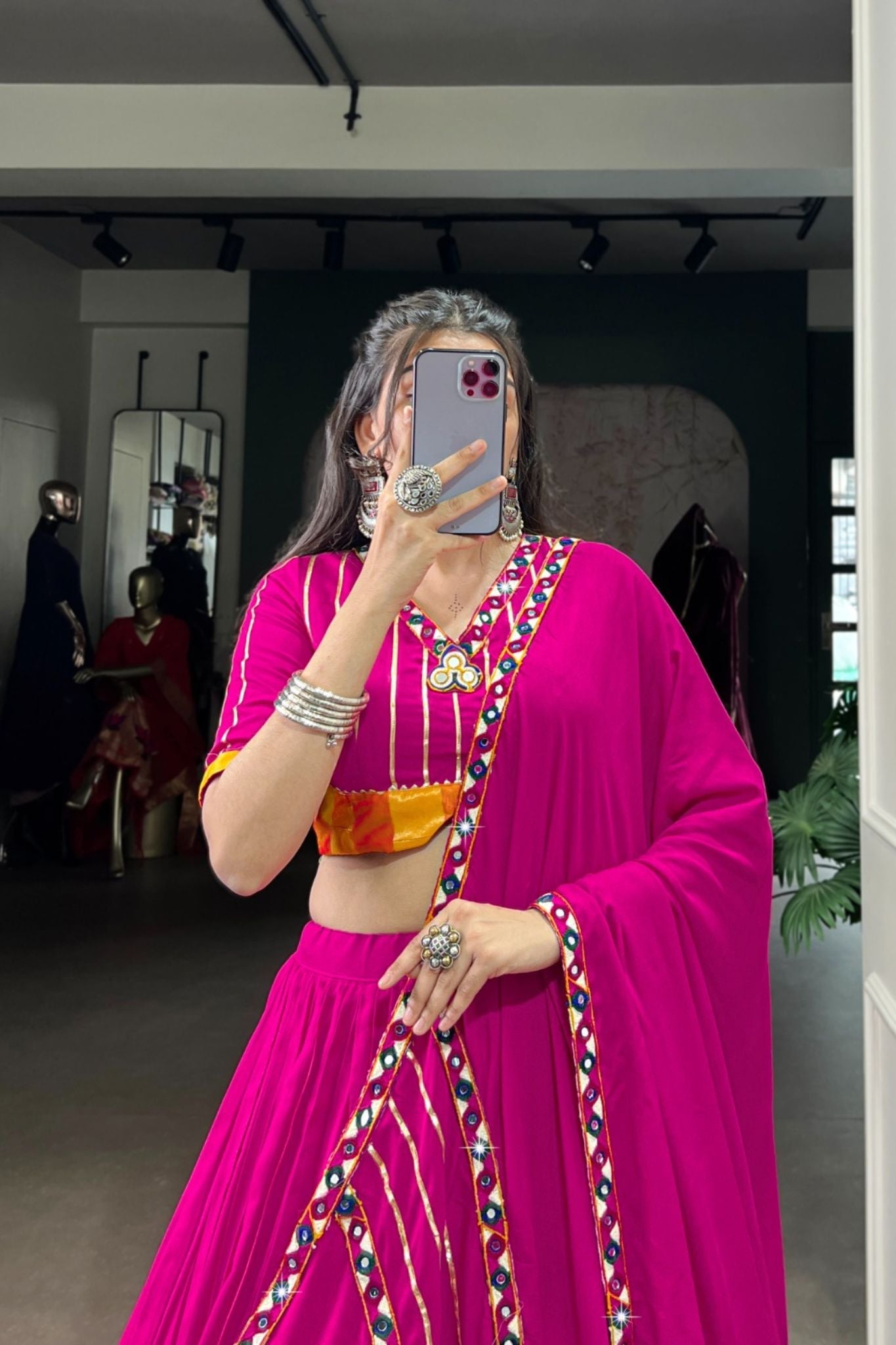 Navratri Beautiful Original Mirror Gamthi Work Designer Lehenga Choli