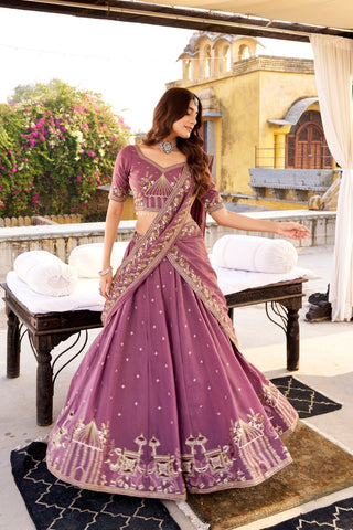Celestial Lavender Hand Embellished Luxury Bridesmaid Lehenga