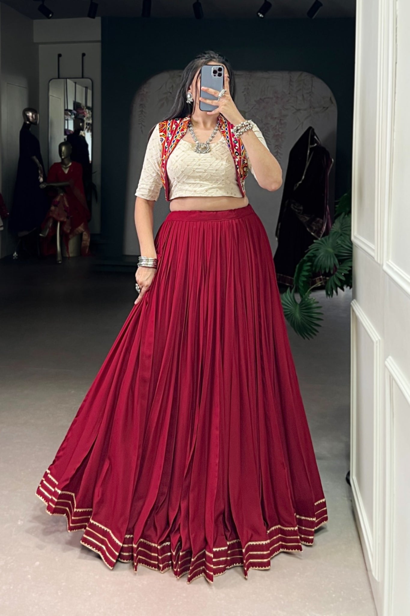 Pure Rayon Original Mirror Gamthi Work Stylish Lehenga Choli