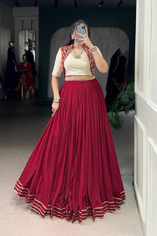 Pure Rayon Original Mirror Gamthi Work Stylish Lehenga Choli