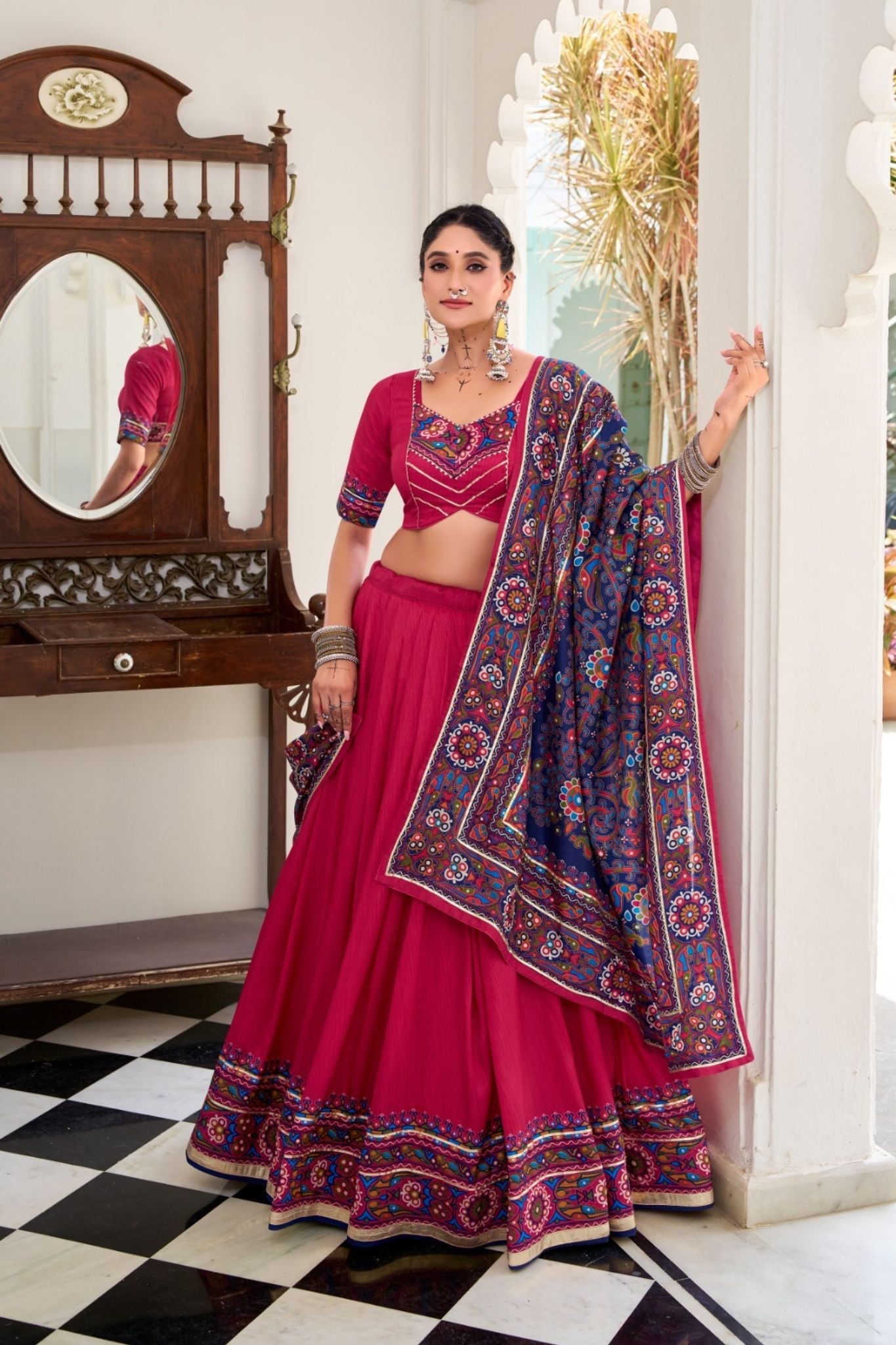 Gamthi Print Embossed Designer Beautiful Lehenga Choli
