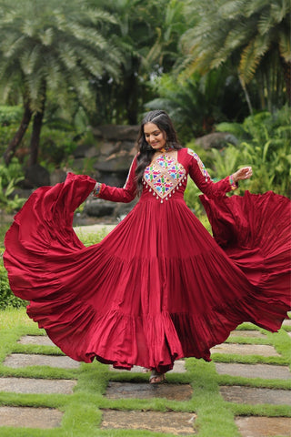 Maroon Attractive Navratri Gown