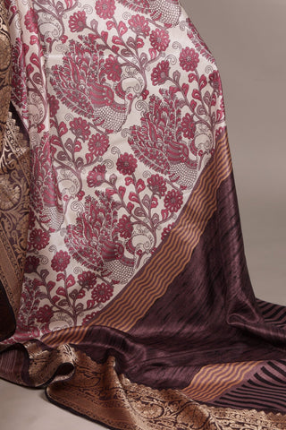 Tasar Silk Printed With Viscose Border Beautiful Saree