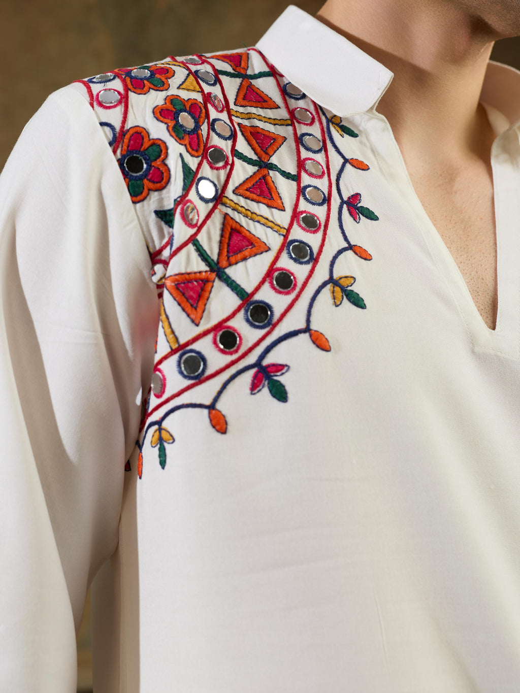 Designer White Rayon Mirror Kurta Set | Tulip Designer