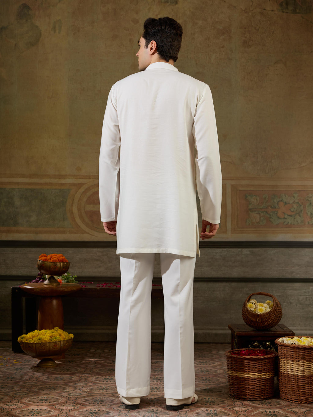 Designer White Rayon Mirror Kurta Set | Tulip Designer