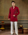 Royal Maroon Rayon V Neck Kurta Set | Tulip Designer