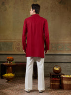 Royal Maroon Rayon V Neck Kurta Set | Tulip Designer