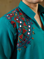 Rama Rayon Embroidery Mirror Kurta Set | Tulip Designer