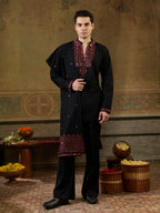Black Rayon Mirror Work Kurta Dupatta Set | Tulip Designer