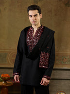 Black Rayon Mirror Work Kurta Dupatta Set | Tulip Designer
