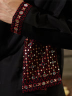 Black Rayon Mirror Work Kurta Dupatta Set | Tulip Designer
