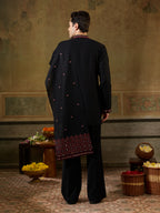 Black Rayon Mirror Work Kurta Dupatta Set | Tulip Designer