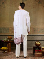 White Rayon Mirror Work Kurta Dupatta Set | Tulip Designer
