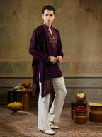 Wine Rayon Mirror Work Kurta Dupatta Set | Tulip Designer