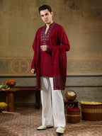 Maroon Rayon Mirror Work Kurta Dupatta Set | Tulip Designer