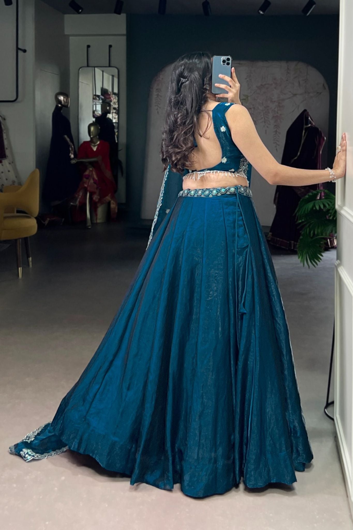 Peacock Color Beautiful Sequins And Tread Embroidered Lehenga Choli