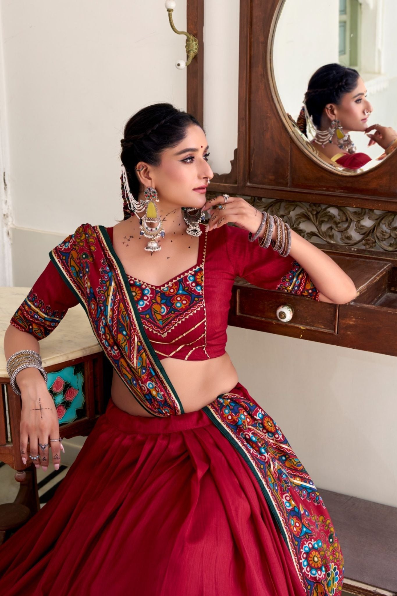 Gamthi Print Embossed Designer Beautiful Lehenga Choli