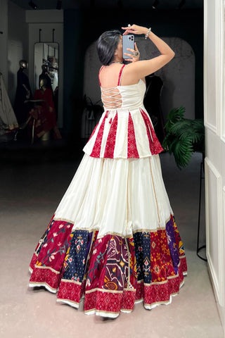 Traditional Designer Bandhej Printed  With Multi Patch Work Navratri Lehenga Choli