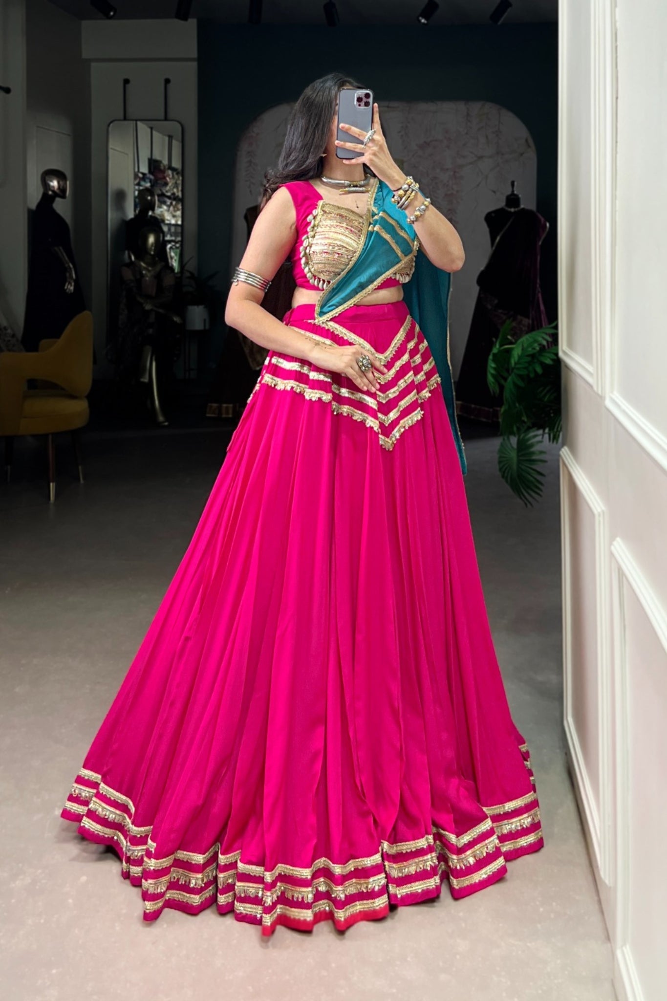 Pink Designer Beautiful Navratri Lehenga Choli Set