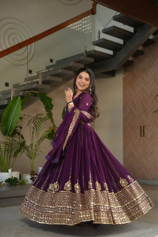 Elegance Rich Sequins Embroidered Work Designer Wedding Gown