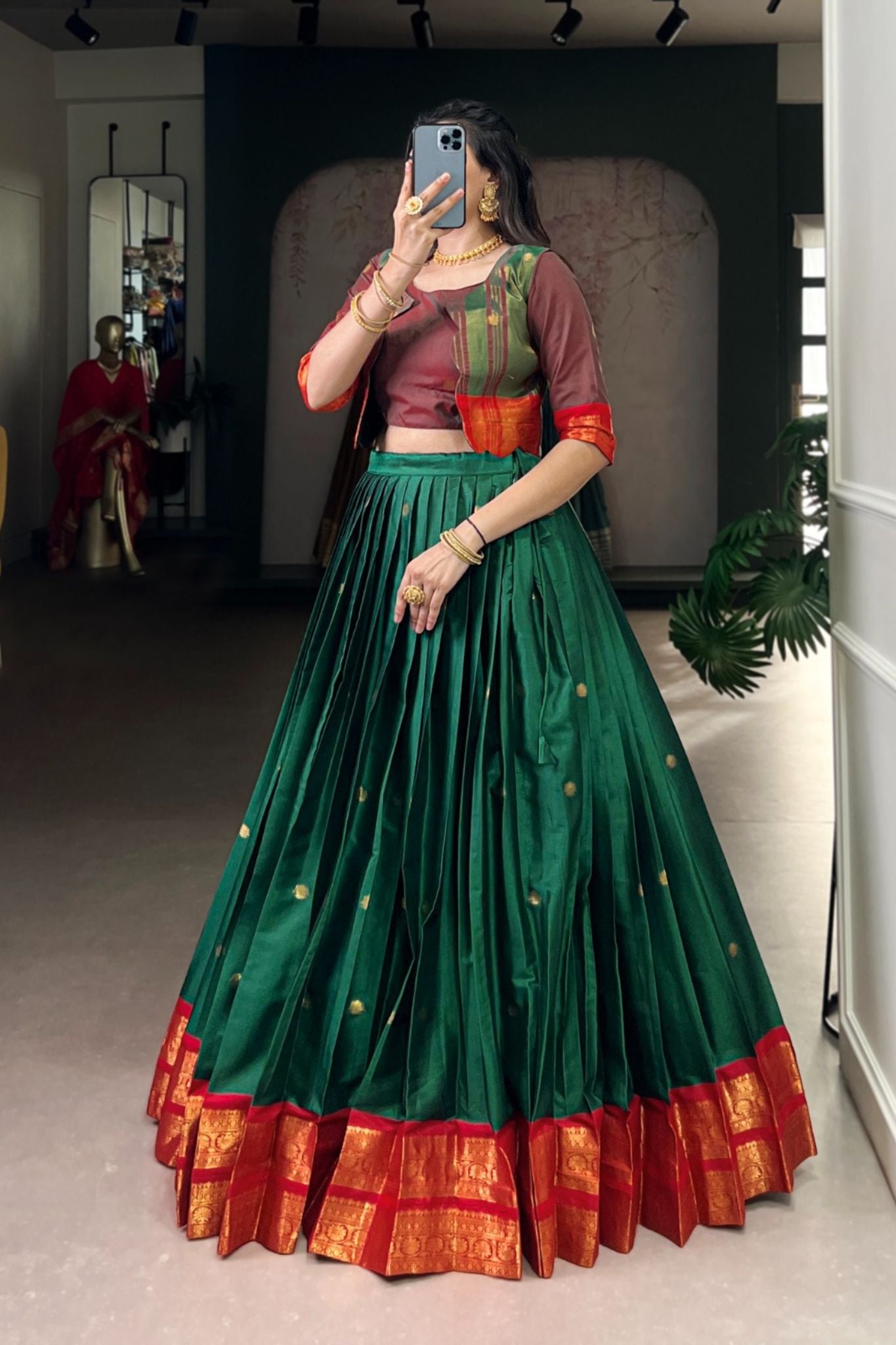 Premium Poly Cotton Zari Woven Lehenga Set – Perfect for Weddings & Celebrations