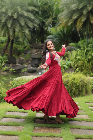 Maroon Attractive Navratri Gown