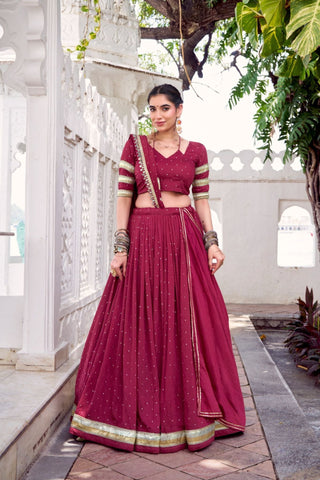 Pure Chanderi Zari Weaving Lehenga Choli Set For Festive And Wedding Special