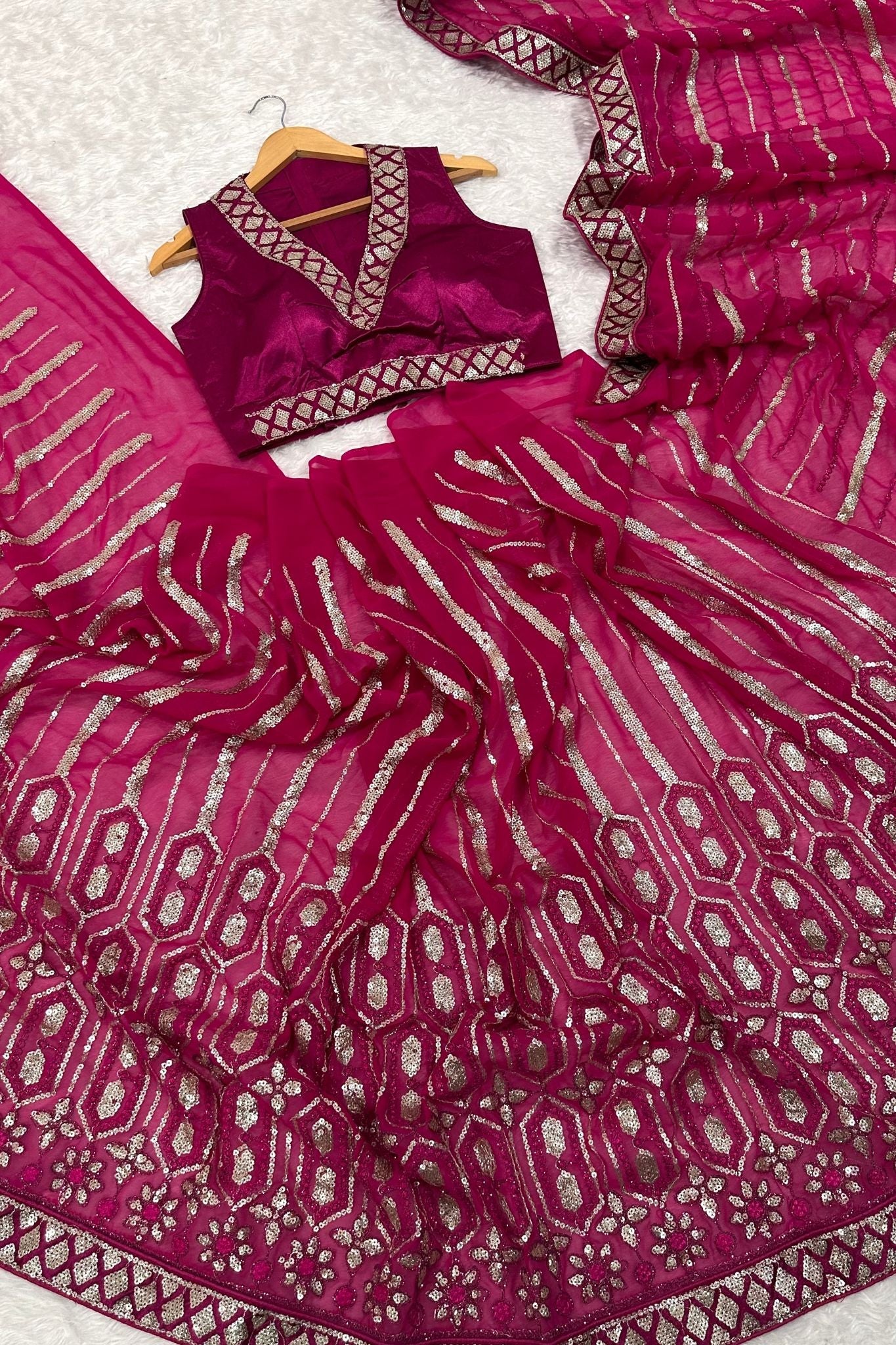 Pink Color Bollywood Georgette Saree