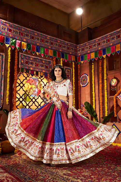 Multi Color Print with Mirror Chaniya Choli for Navratri