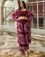 Wine Shibori Print Co-Ord Set-3 Piece