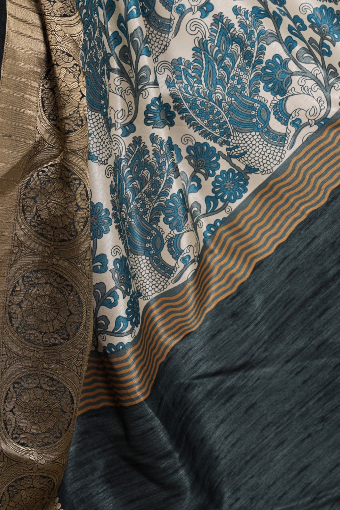 Tasar Silk Printed With Viscose Border Beautiful Saree