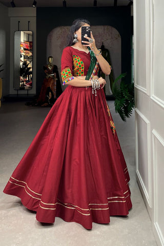 New Plain With Gotta Patti Work Navratri Lehenga Choli