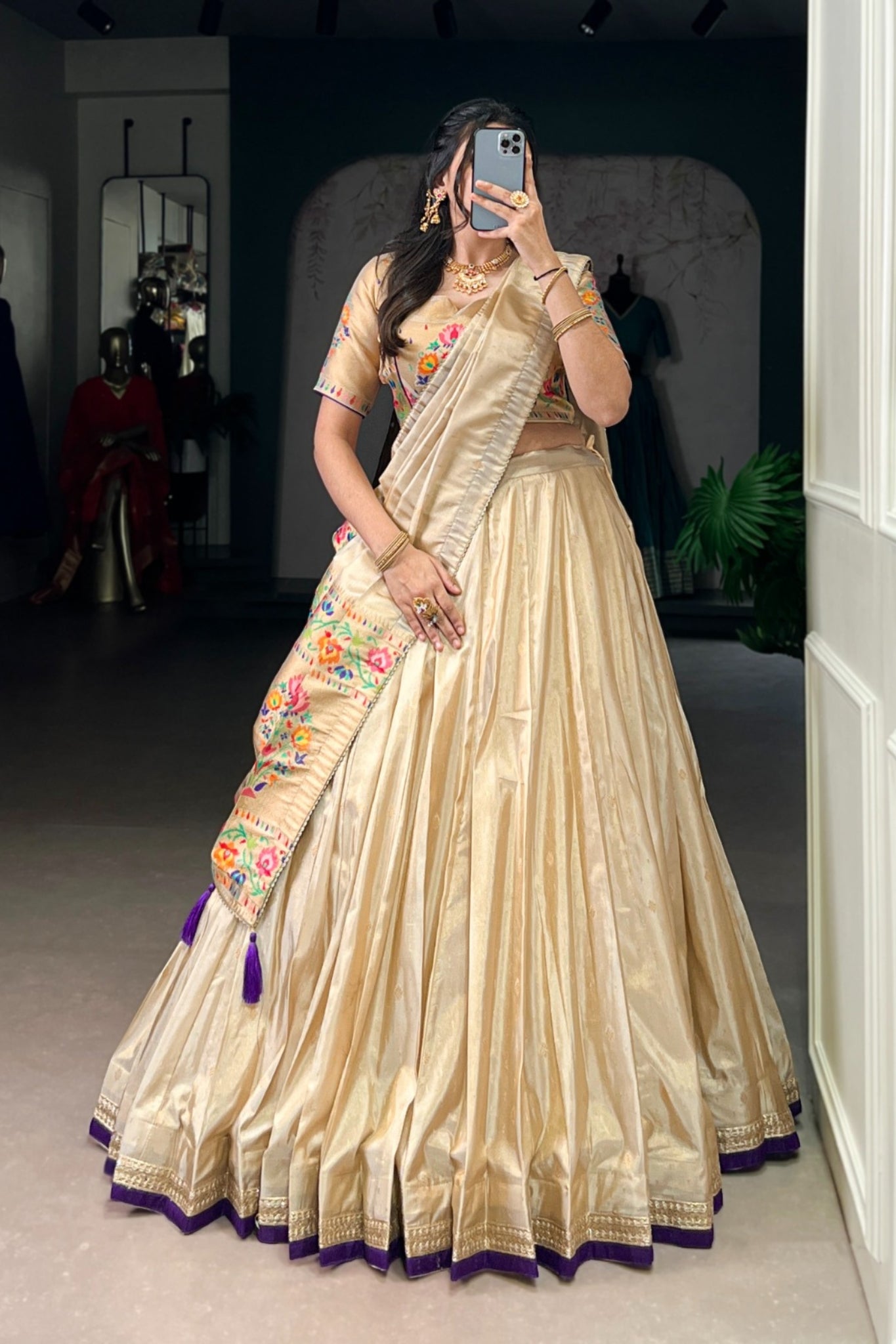 Designer Paithani Zari Weaving Shimmer Lehenga Choli With Dupatta