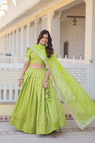 The Elegance of a Designer Viscose Jacquard Lehenga Choli Set