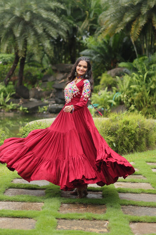 Maroon Attractive Navratri Gown