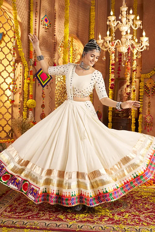 Buy Traditional White Chaniya Choli with Dupatta for Navratri