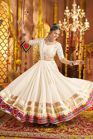 Buy Traditional White Chaniya Choli with Dupatta for Navratri