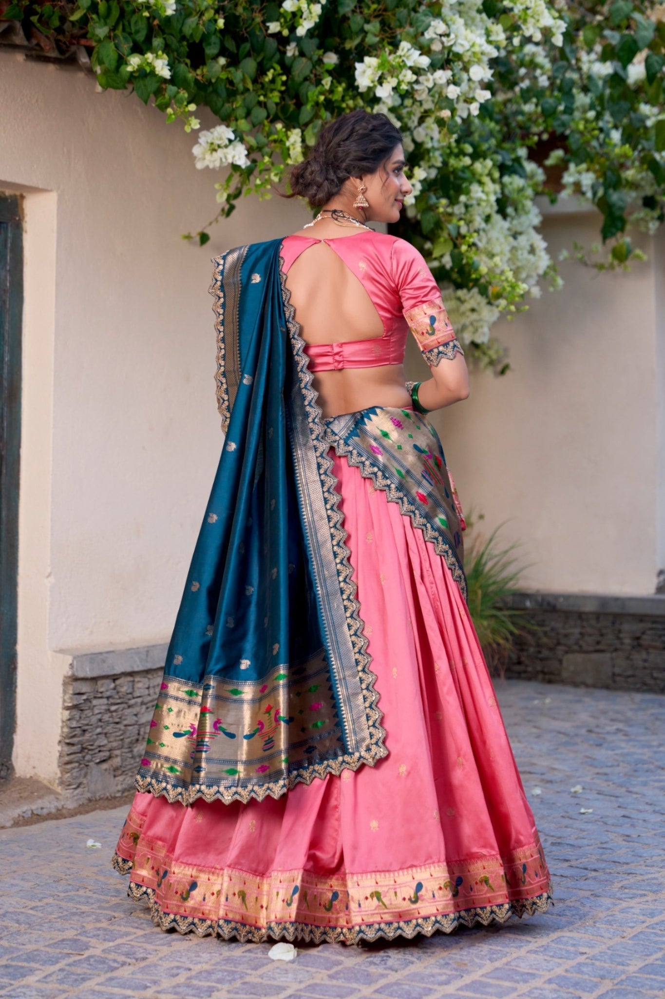 Traditional Paithani Jacquard Sik Lehenga Set For Wedding